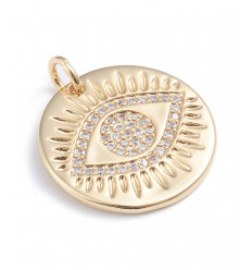 Pendentif oeil articulé + zircon vert