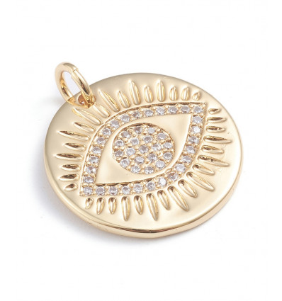 Pendentif oeil articulé + zircon vert