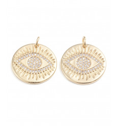 Pendentif oeil articulé + zircon vert