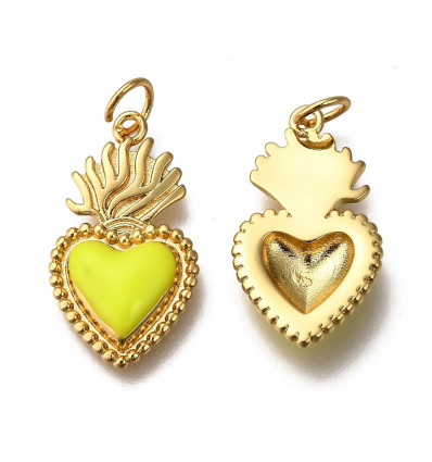 Pendentif coeur ex-voto avec émaillage