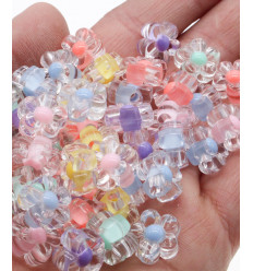 Lot de perles petits fleurs margueritte en acrylique (20pcs)