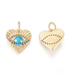 Pendentif oeil articulé + zircon vert