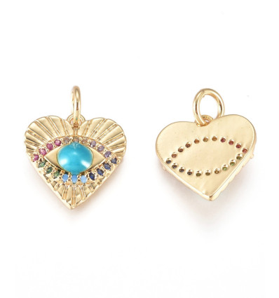 Pendentif coeur + oeil contour serti de zironium