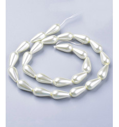 Chapelet 10mm perles de verre couleur nacre