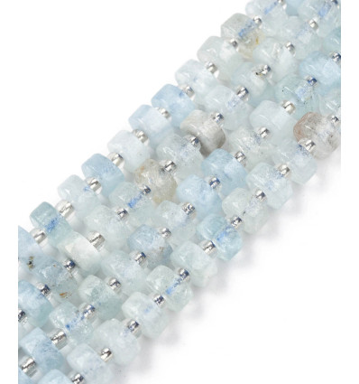 Chapelet Heishi en pierre facettée - quartz rose