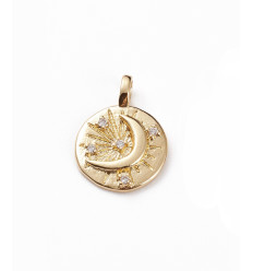 Pendentif oeil articulé + zircon vert