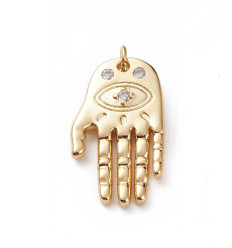 Pendentif oeil articulé + zircon vert