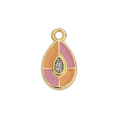 Pendentif goutte émaillée orange/rose