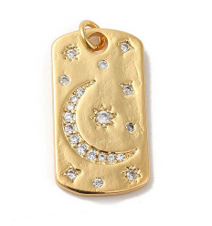 Pendentif plaque rectangulaire lune en zircons