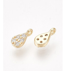 Pendentif mini goutte avec 5 zircons blancs