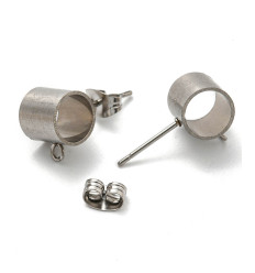 Support rond ondulé brossé pour boucles d'oreilles (2pcs)