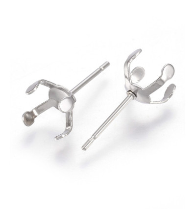 Supports boucles d'oreilles griffes en acier (2pcs)