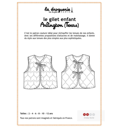 Patron gilet matelassé enfant "Arlington"