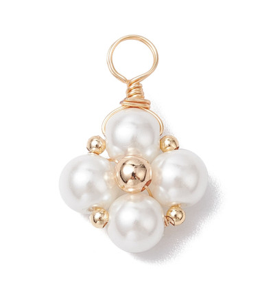 Pendentif fleur tissée en nacre
