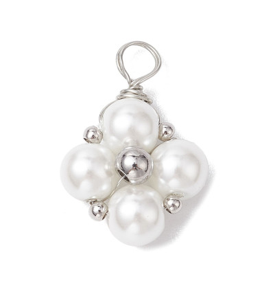 Pendentif fleur tissée en nacre