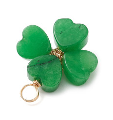 Pendentif trèfle aventurine verte foncé