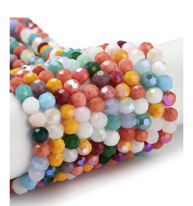 4mm - Chapelet perle en verre à facettes