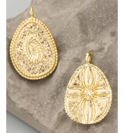 Pendentif médaille ovale estampe fleur