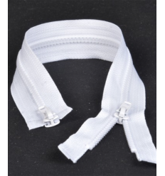50 cm - zip double curseur séparable blanc