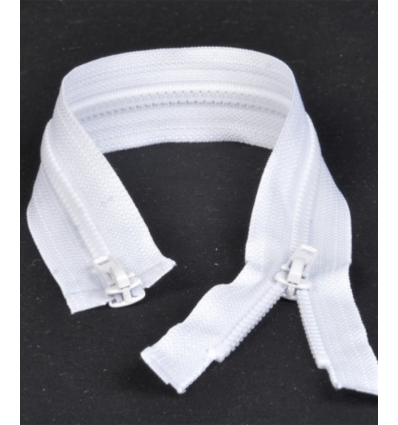 50 cm - zip double curseur séparable blanc