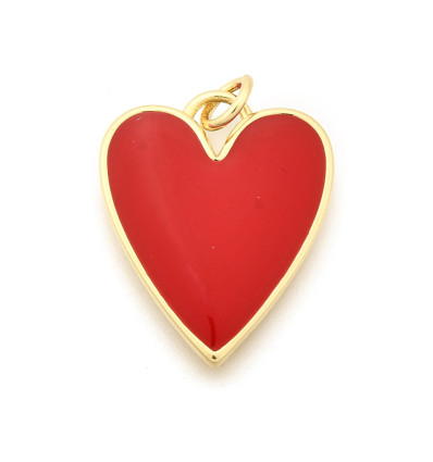 Pendentif grand coeur émaillée