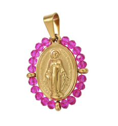 Pendentif vierge entourée de perles