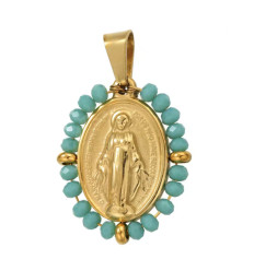 Pendentif vierge entourée de perles