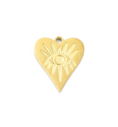 Pendentif coeur oeil gravé en acier