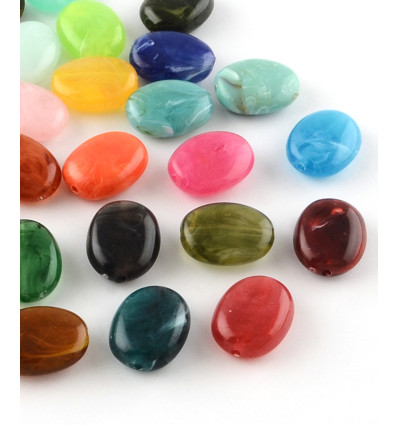 (10pcs) Perle ovale plate en acrylique