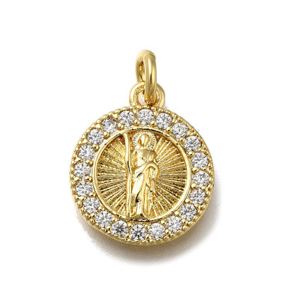 Pendentif médaille vierge + zircon