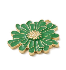 Pendentif fleur verte émaillée