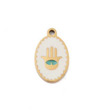 Pendentif oeil articulé + zircon vert