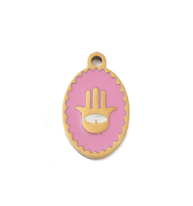 Pendentif oeil articulé + zircon vert