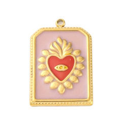 Pendentif plaque ex-voto émaillée acier inox