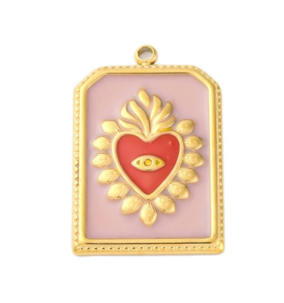 Pendentif oeil articulé + zircon vert