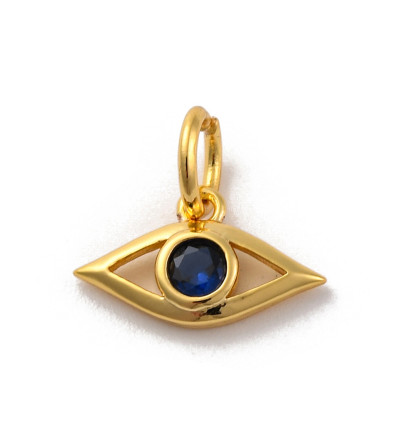 Pendentif oeil articulé + zircon vert