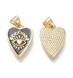 Pendentif coeur ex-voto + oeil avec émaillage