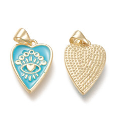 Pendentif coeur ex-voto + oeil avec émaillage