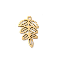 Pendentif feuille acier inox