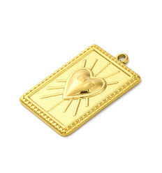 Pendentif plaque coeur ex-voto rayons