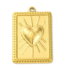 Pendentif plaque coeur ex-voto rayons