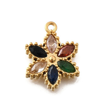 Pendentif oeil articulé + zircon vert