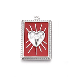 Pendentif plaque coeur ex-voto rayons émail
