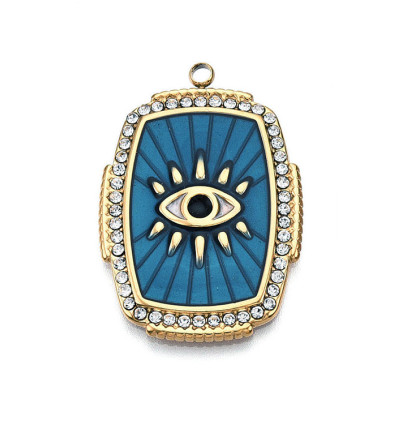 Pendentif oeil articulé + zircon vert