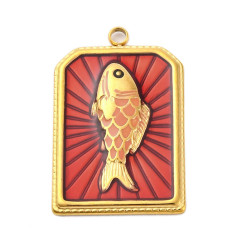 Pendentif plaque "poisson rouge"