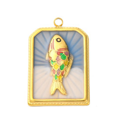 Pendentif plaque "poisson pastel"