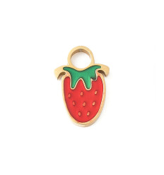 Pendentif petite fraise émaillée