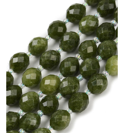 10mm - jade teinté ovale à facette - Chapelet pierre