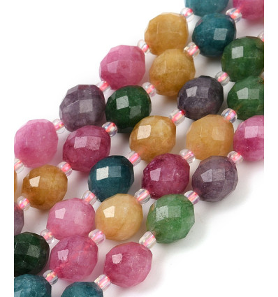 10mm - jade teinté ovale à facette - Chapelet pierre