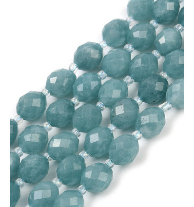 10mm - jade teinté ovale à facette - Chapelet pierre